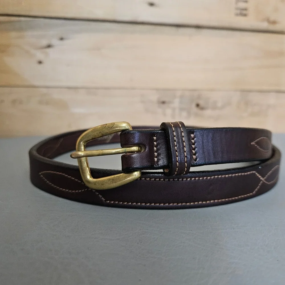 Tory Leather English Bridle Leather Belt Brown Brass Buckle USA Made 30 2337